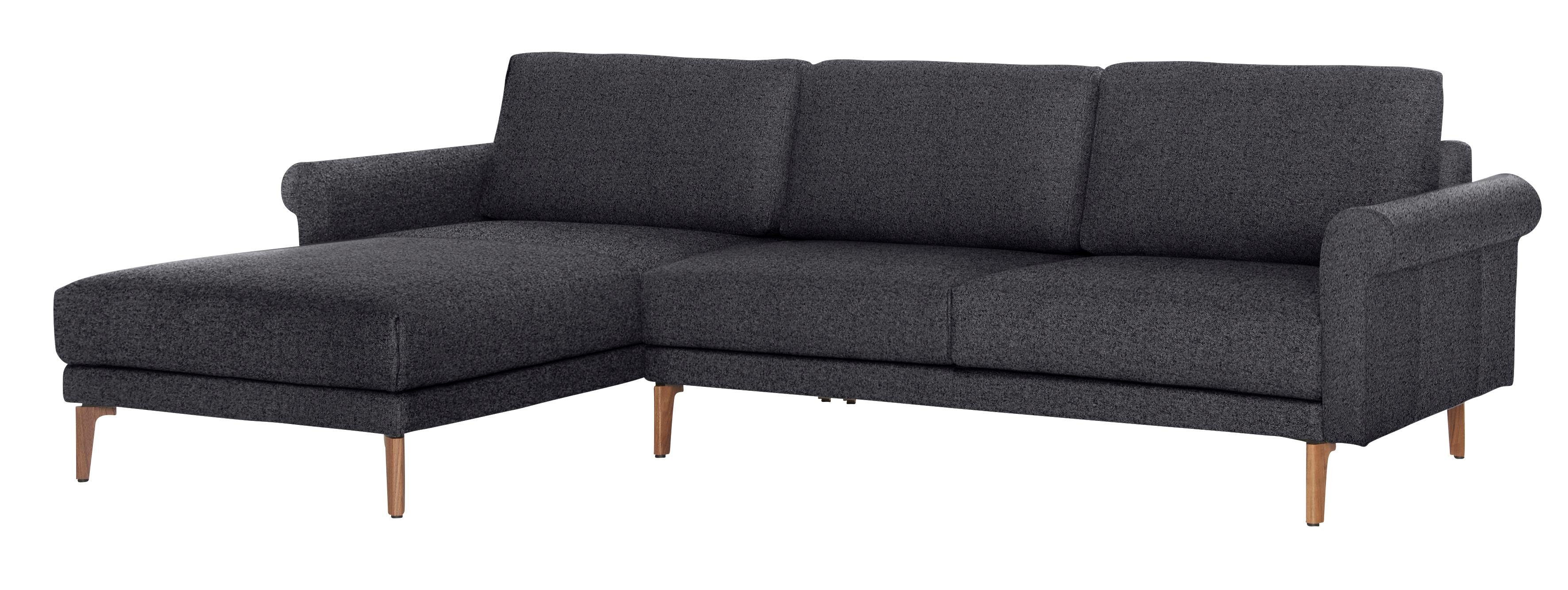 hs.450, Nussbaum Ecksofa Armlehne sofa hülsta Breite Fuß cm, modern Landhaus, 262 Schnecke