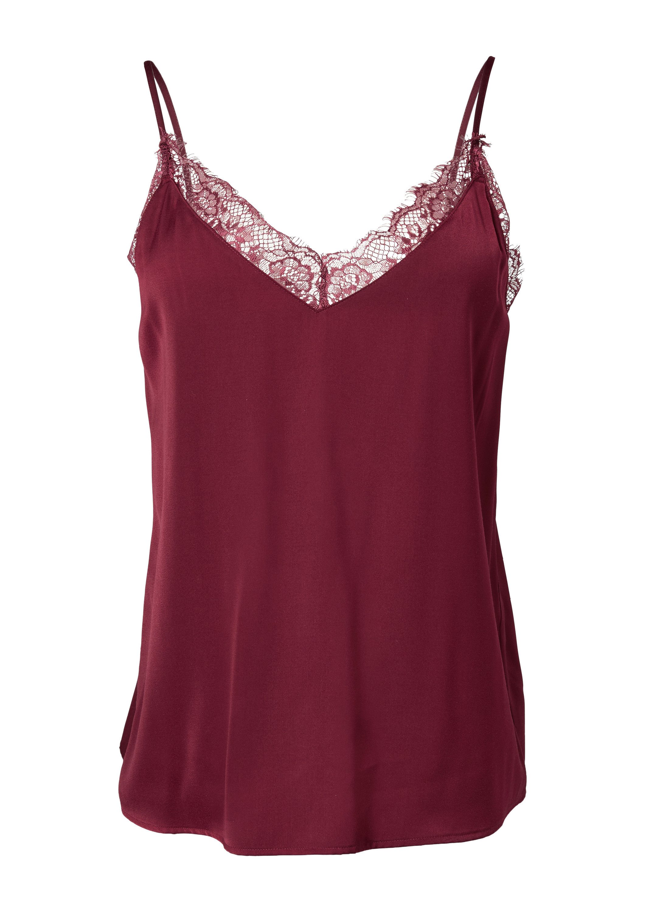 comma Blusentop Bluse Satin-Top mit Spitze und verstellbaren Trägern günstig online kaufen