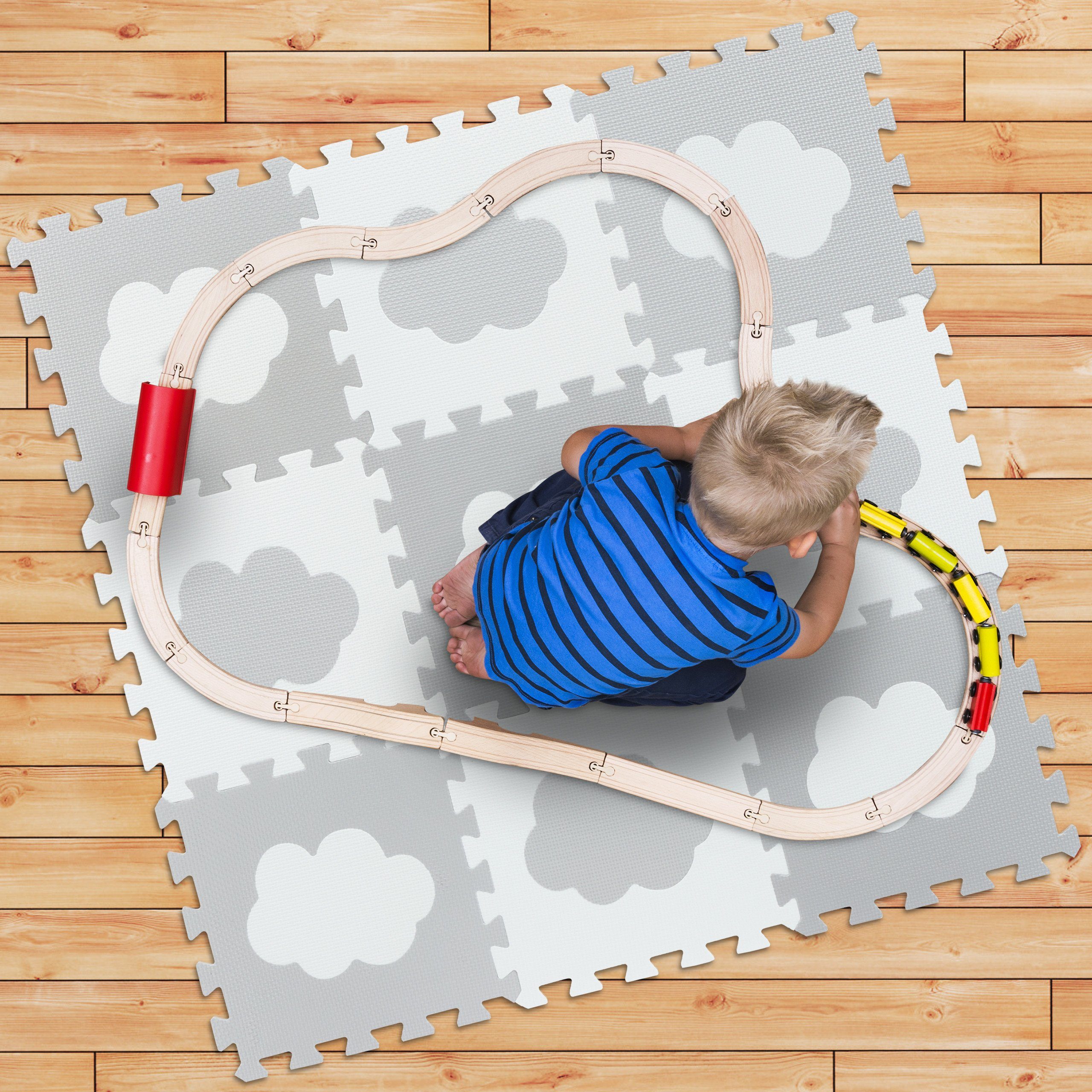 relaxdays Puzzlematte 18-tlg. Puzzlematte Wolke, Weiss-grau günstig online kaufen