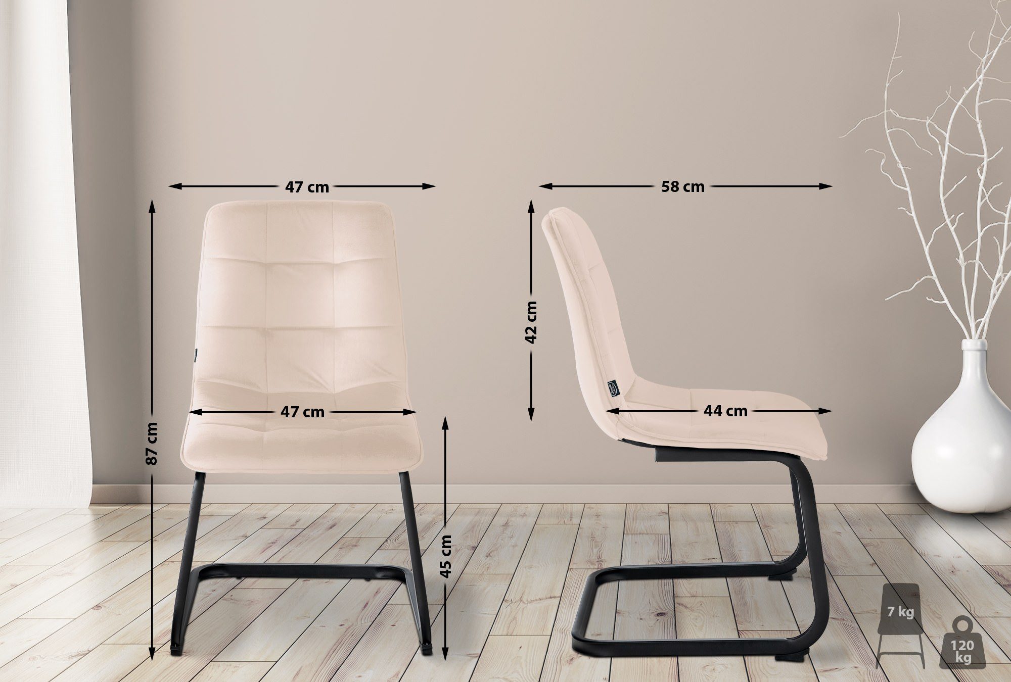 CLP Esszimmerstuhl Vermont (2er Set), Freischwinger günstig online kaufen