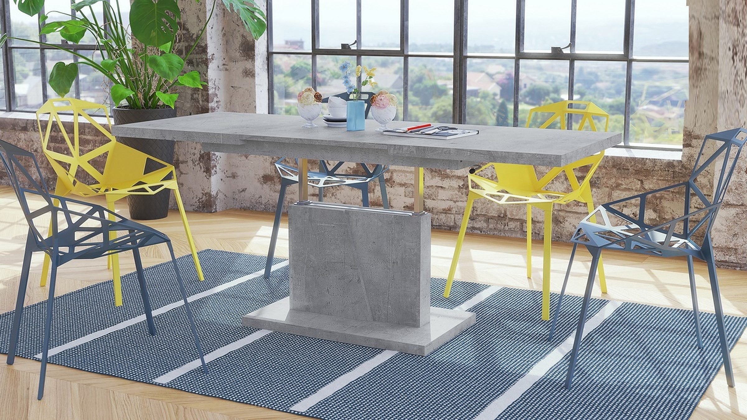 Mazzoni Couchtisch Grand Noir Beton stufenlos günstig online kaufen