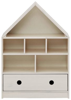 loft24 Regal Allie, Bücherregal in Hausoptik aus Kiefer mit Schublade, Landhausstil