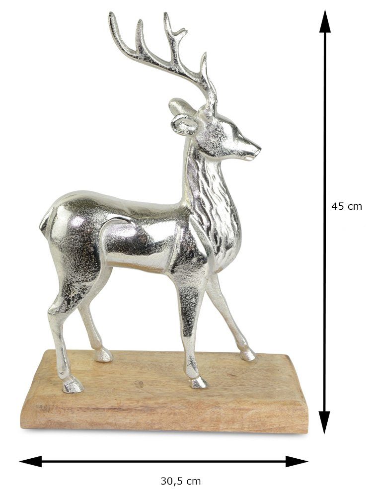 RIFFELMACHER & St) (1 auf "König Sockel Exklusive 74555, Dekofigur des Silber, Weihnachtsdekoration 45x30,5cm, WEINBERGER Waldes" Hirsch
