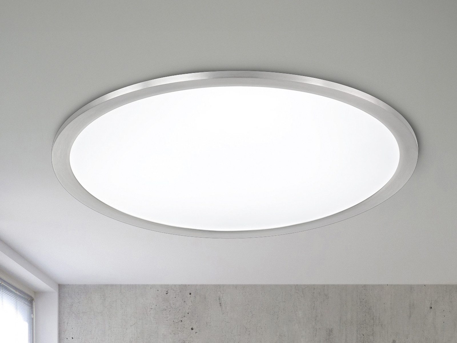 TRIO Leuchten LED Deckenleuchte, LED fest integriert, Warmweiß, LED Deckenpanel aus Metall, minimalistisch und extrem flach, Ø45cm