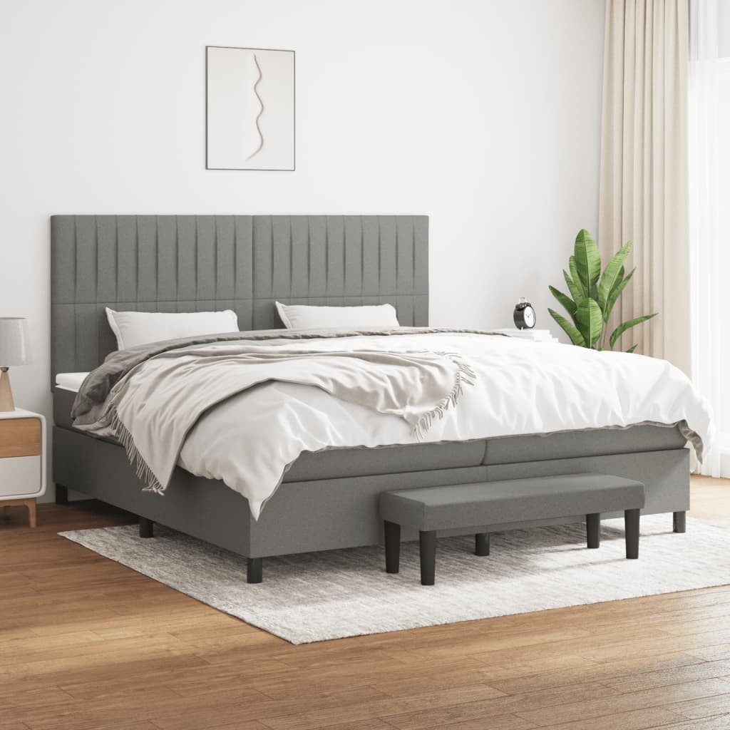 Boxspringbett 200 x 200 cm Boxspringbett mit Matratze Dunkelgrau 200x200 cm Stoff Be