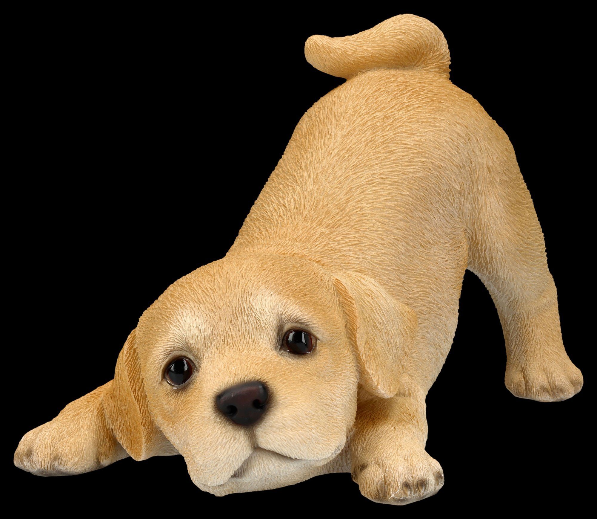 Figuren Shop GmbH Tierfigur Hundefigur - Labrador Welpe will spielen - Hund Dekofigur Hundebaby