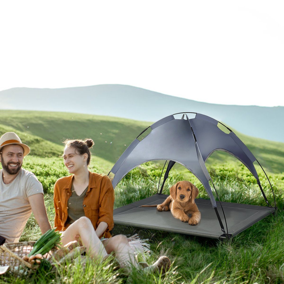 COSTWAY Hundematte Hundebett, erhöhtes Haustierbett, mit Überdachung günstig online kaufen