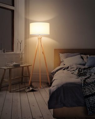Tomons LED Stehlampe Stehleuchte Dimmbar aus Holz Dreibein, Skandinavischer, Halogen