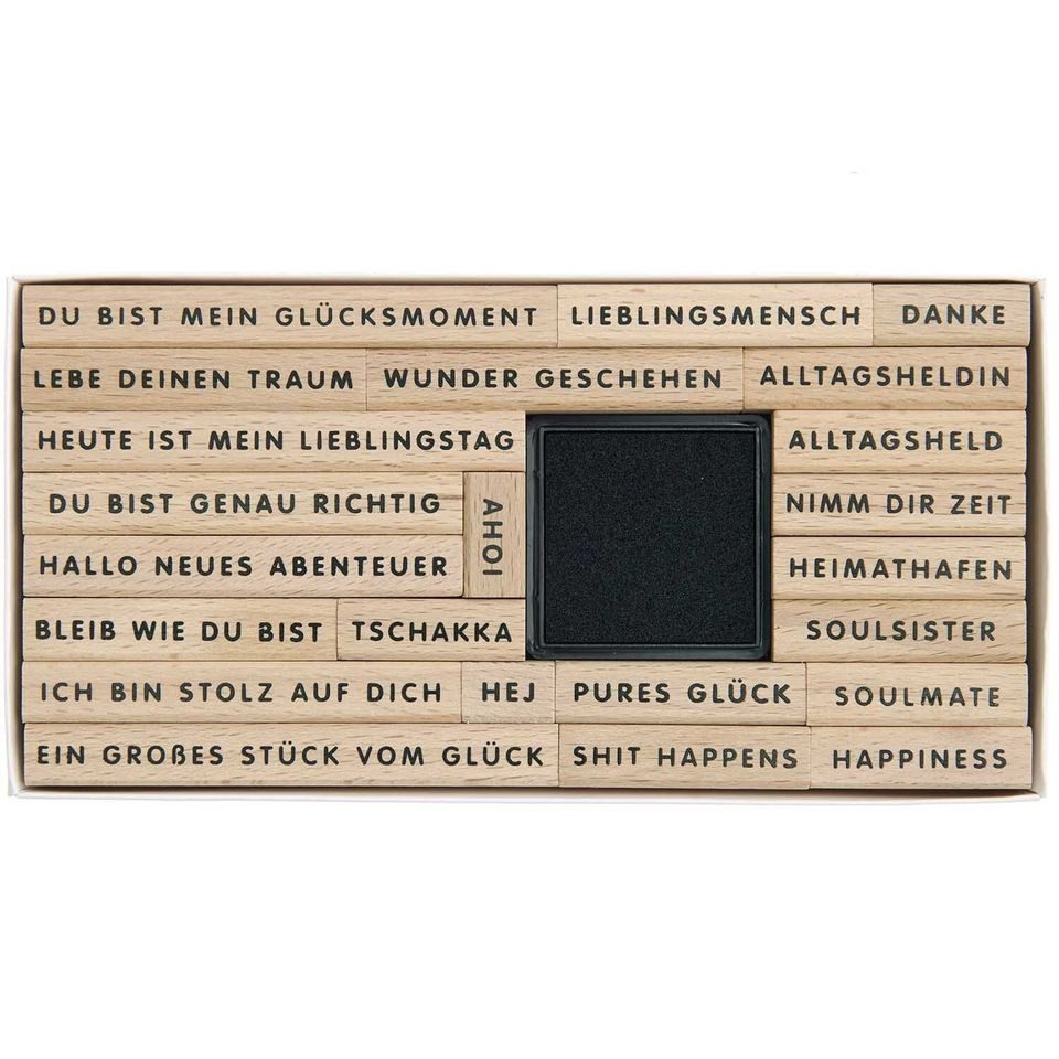 Rico Design Stempel Holzstempelset mit Schriftzügen
