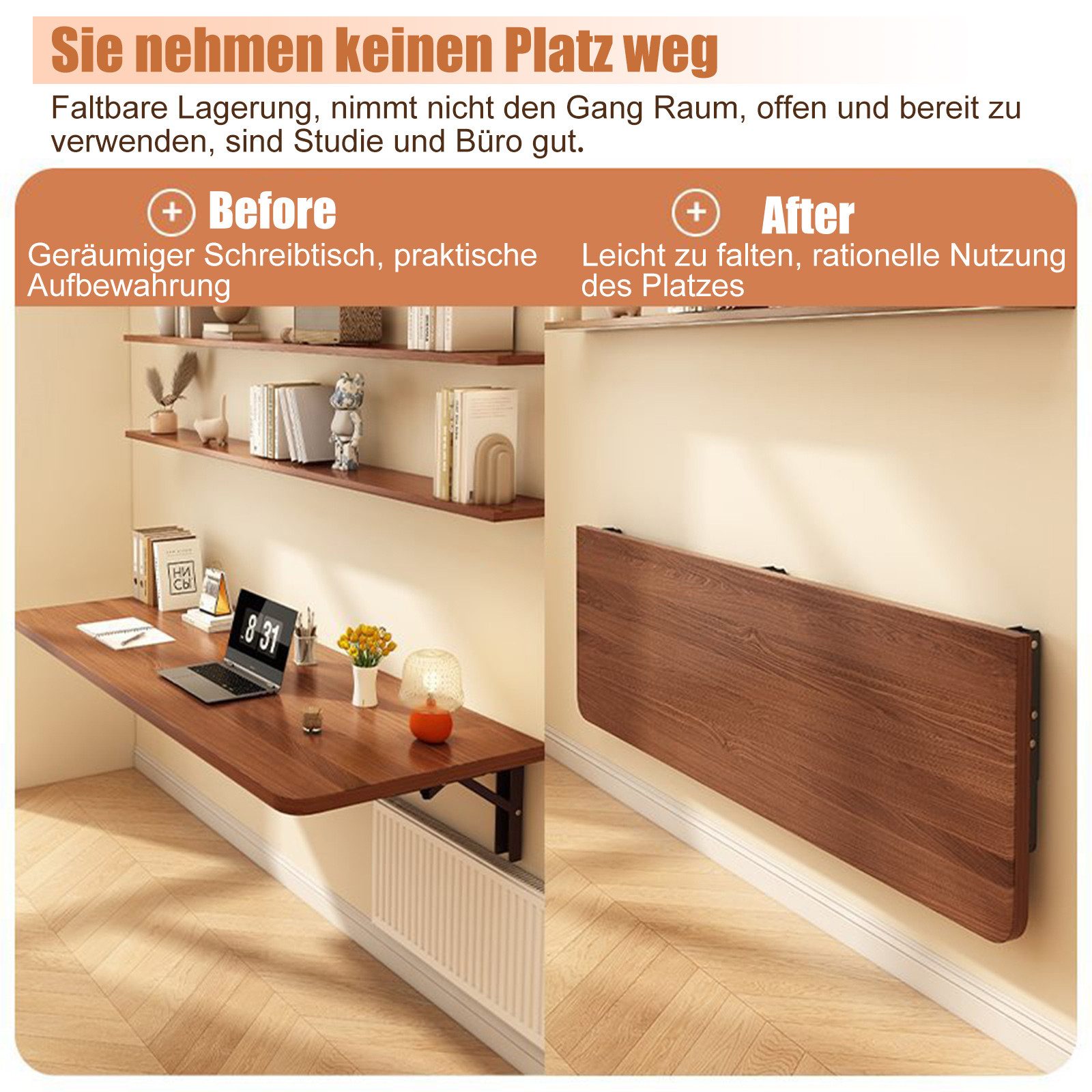 TWSOUL Klapptisch Wandklapptisch Schwimmender Schreibtisch klappbarer günstig online kaufen