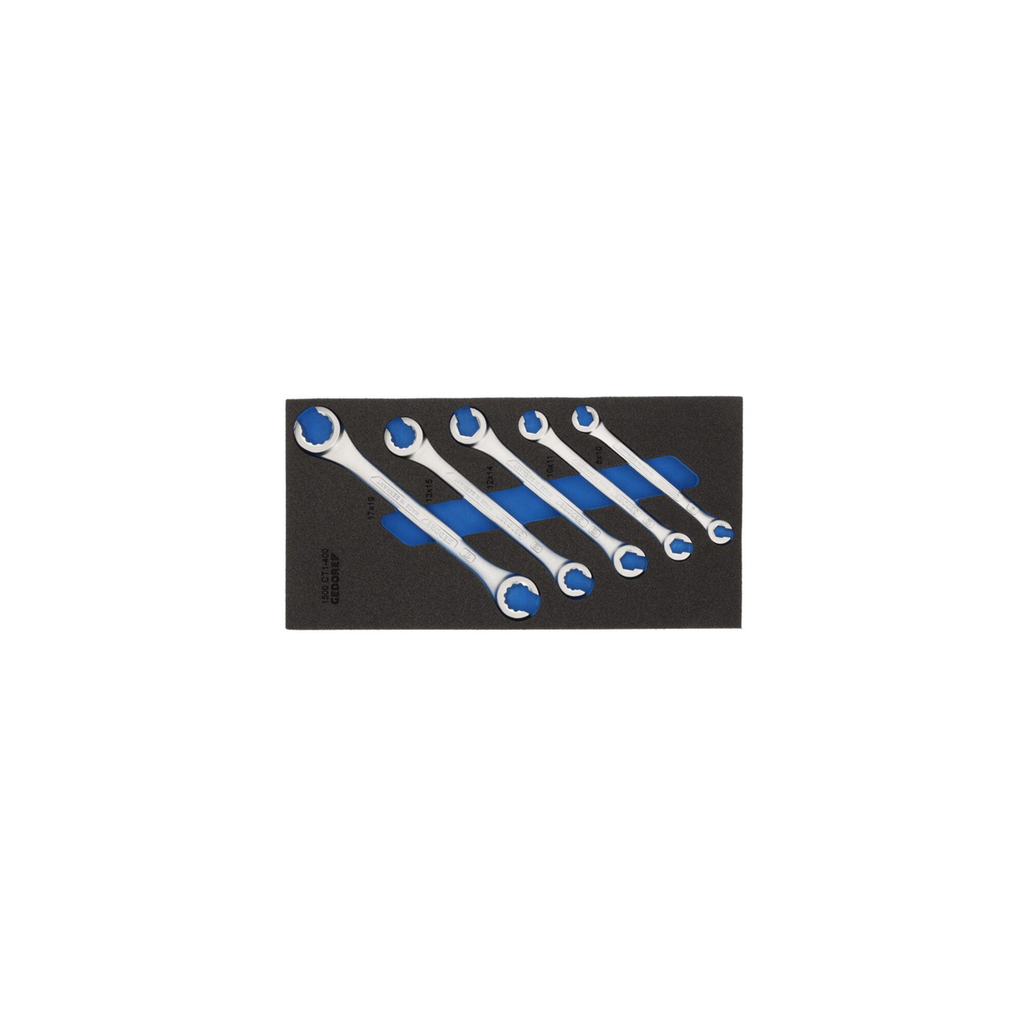 Gedore Crimpzange Gedore 1500 CT1-400 Doppelringschlüssel-Satz, offen, in Check-Tool-Mod