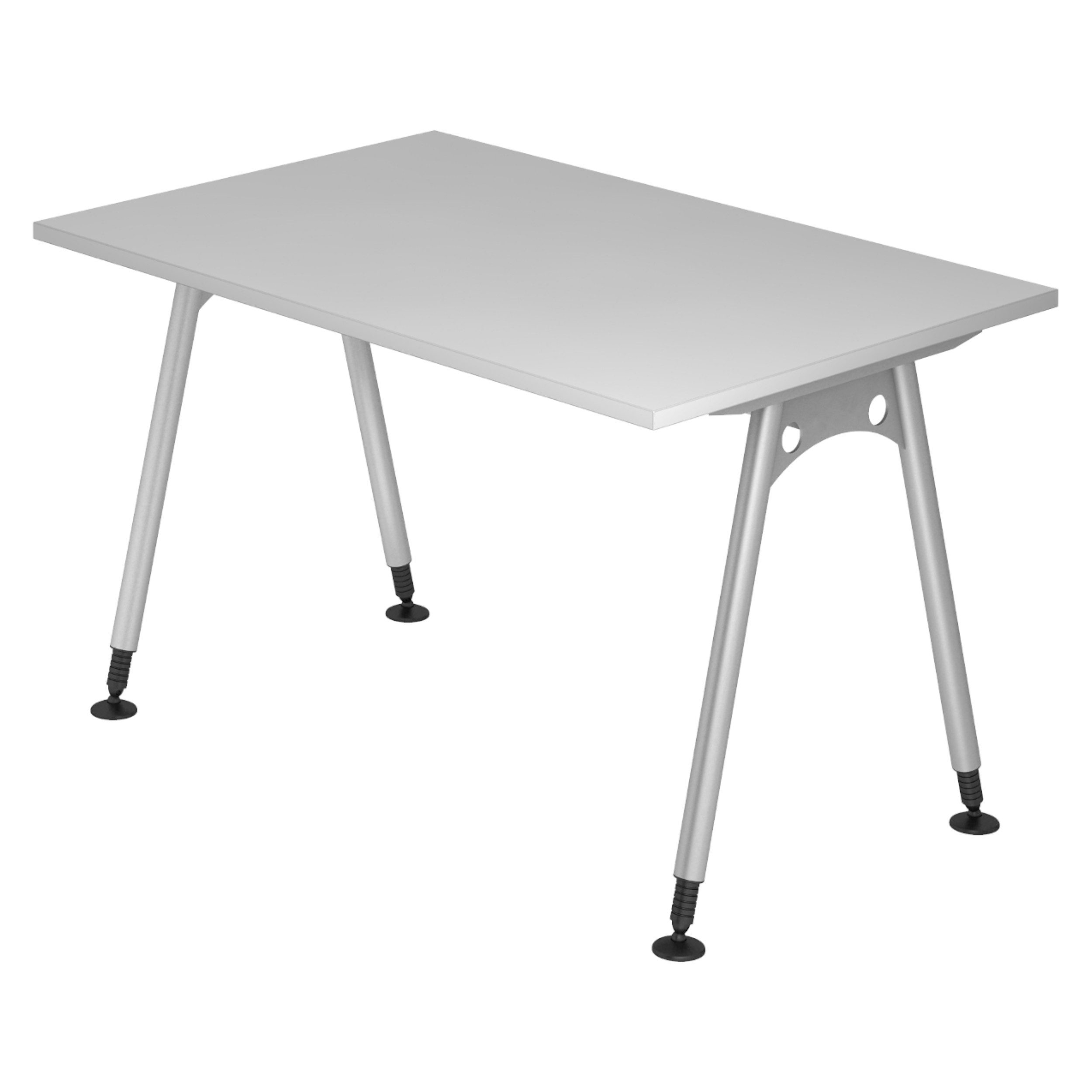 bümö Schreibtisch Serie-A höhenverstellbar, Rechteck: 120 x 80 cm - Dekor: Grau