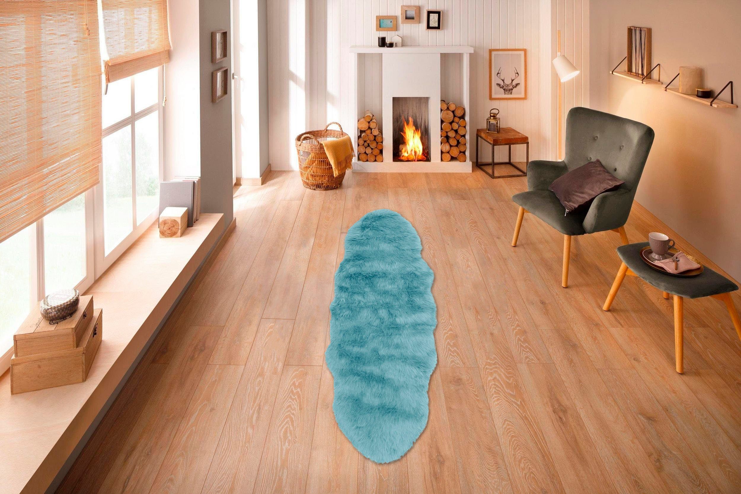 my home Hochflor-Teppich Valeria Fellteppich kuschelig, günstig online kaufen
