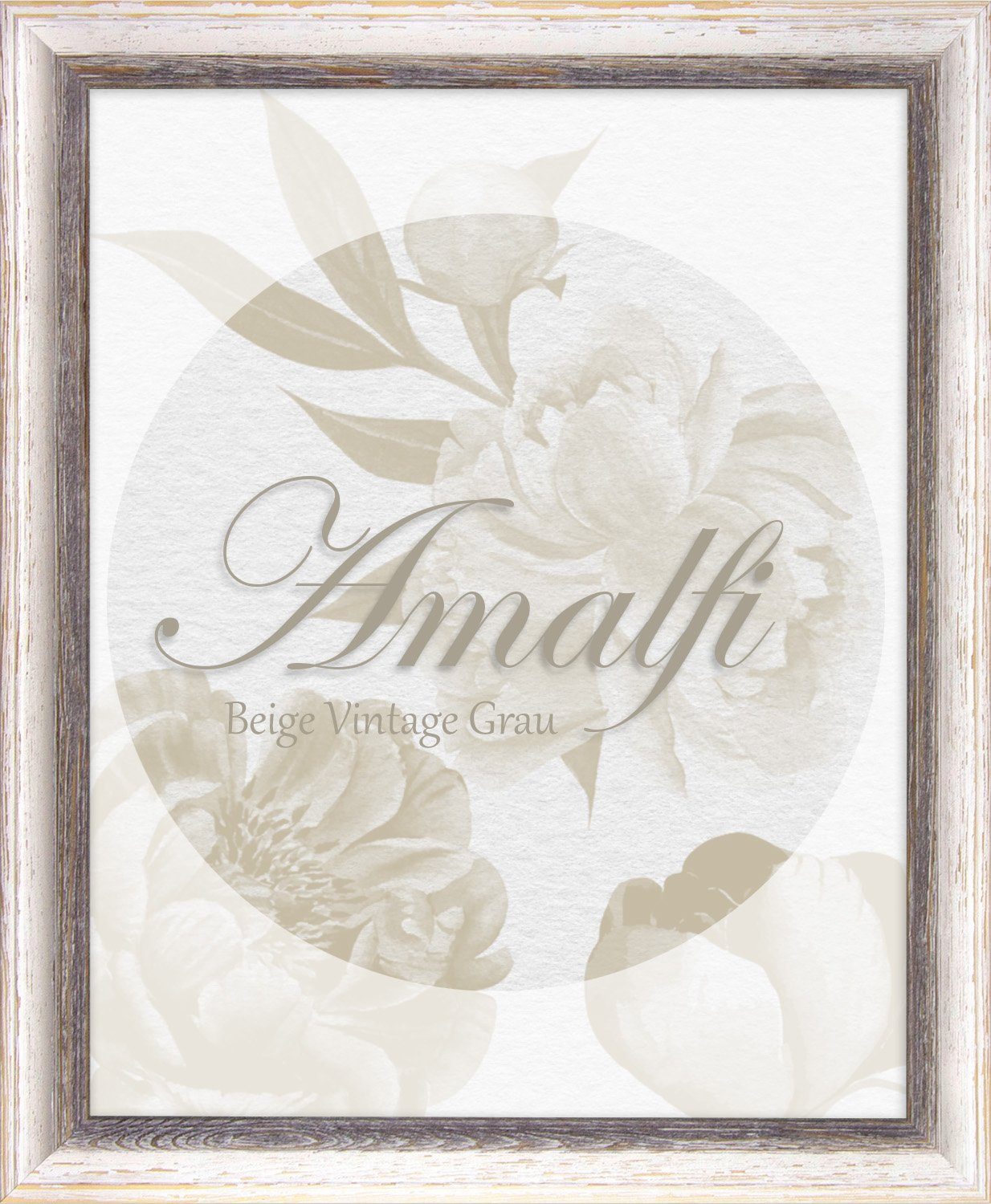 Einzelrahmen Bilderrahmen Amalfi, (1 Stück), 30x42 cm, Braun Weiß Vintage, Holz
