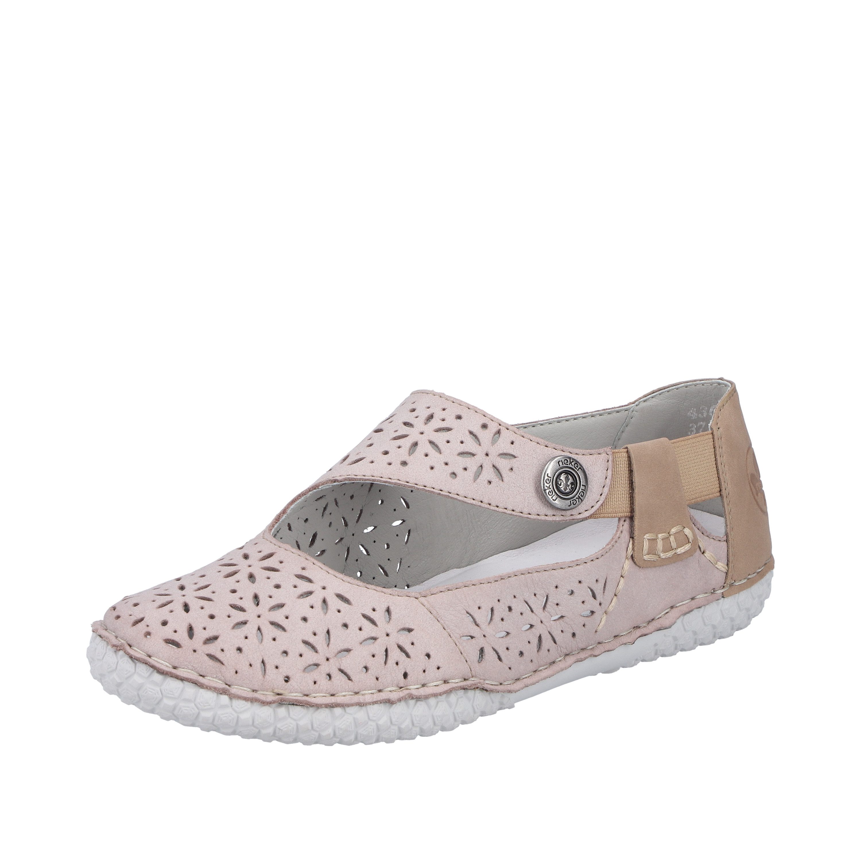 Rieker Riemchenballerina Schlupfschuh, Slipper mit modischer Perforation