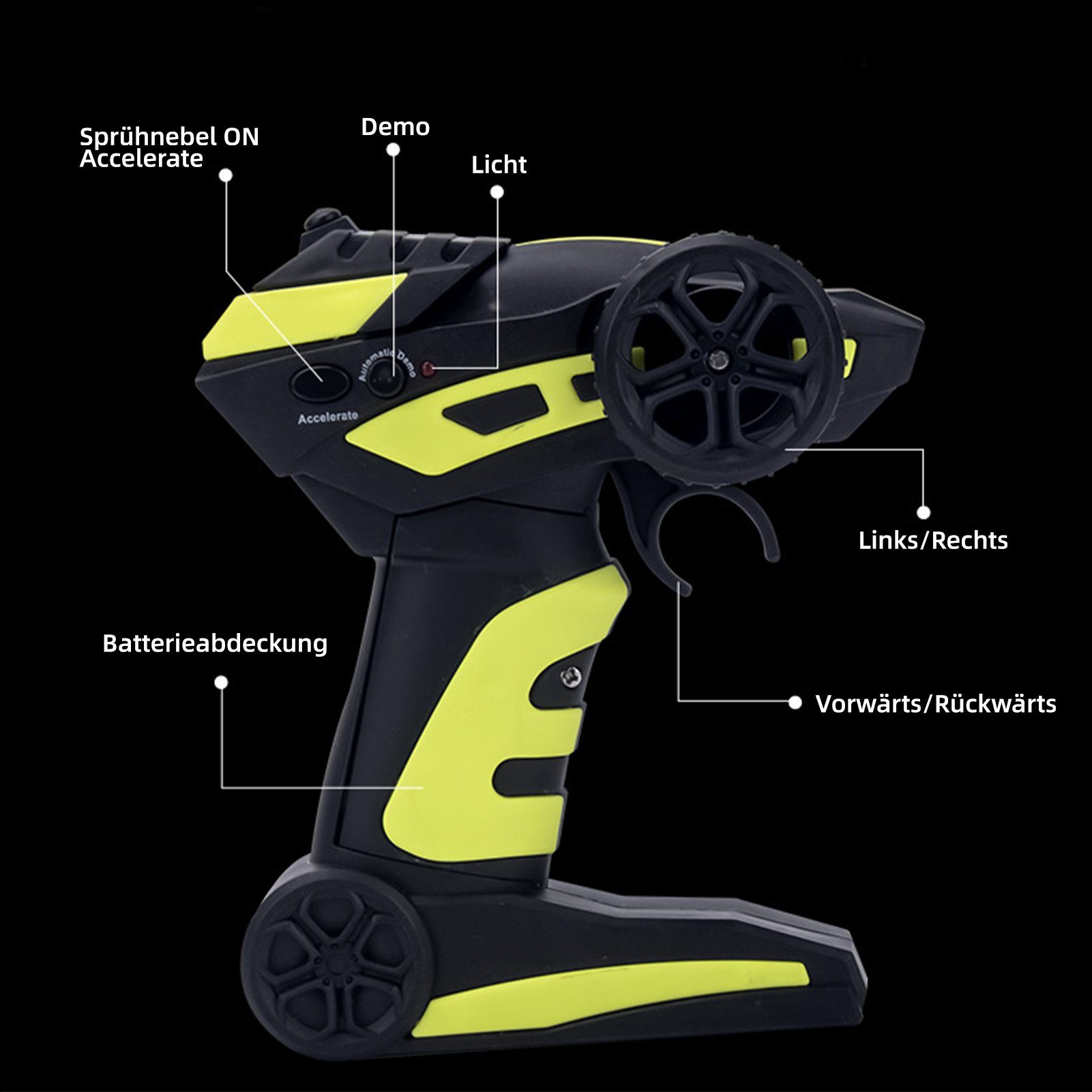 Esun RC-Auto Ferngesteuertes Auto ab 3 4 5 6 8 Jahre, RC Drift Car 1:16 (Komplettset), RC Auto Kinder mit Sprühnebel-LED-Leuchten
