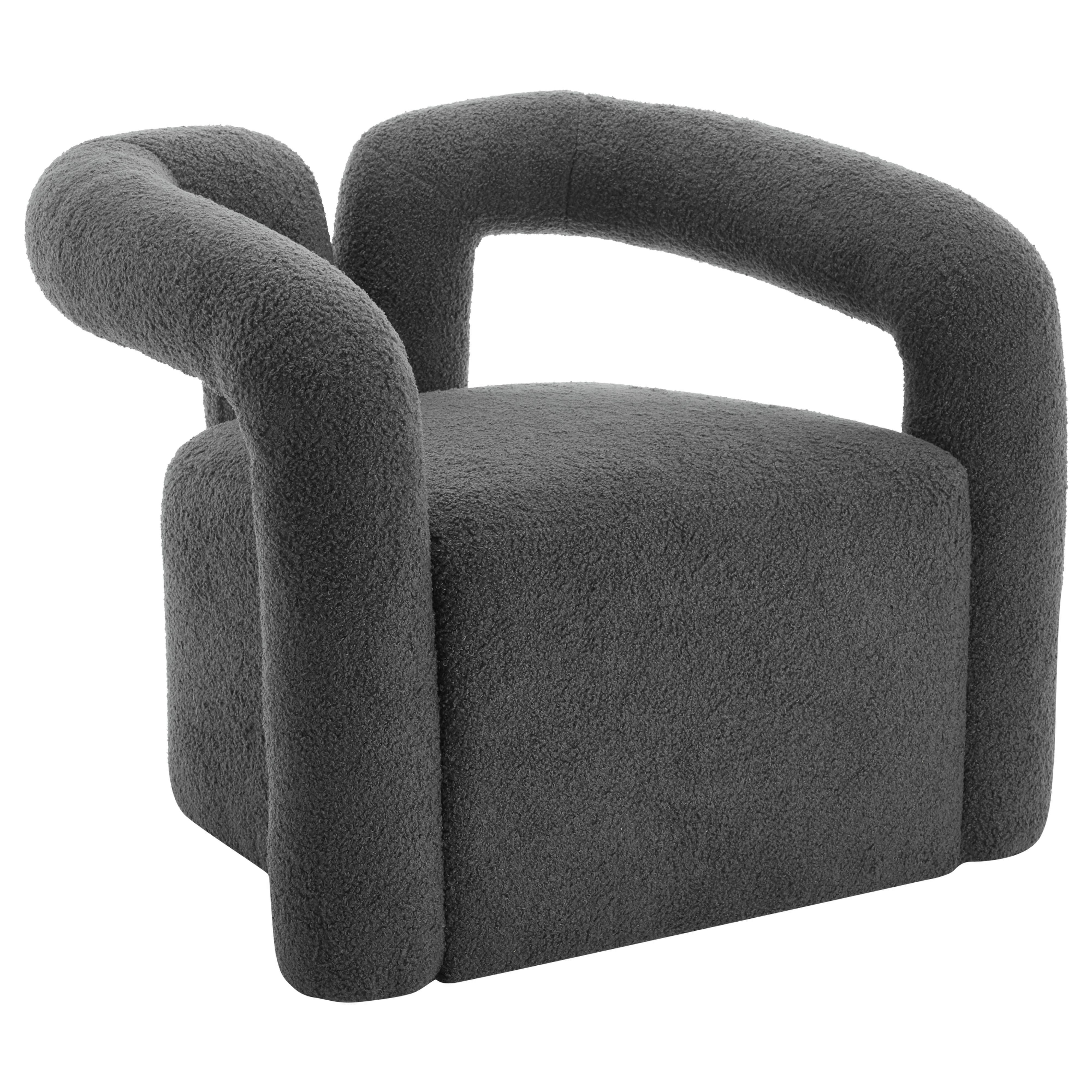 BlingBin Ohrensessel Lesesessel, Kunstpelz Stuhl, Teddy Gepolstert Single Sofa (1er Set, 1-St., H60*B75*T57cm, Belastbarkeit: 120kg), Moderne Sherpa Stoff für Wohnzimmer Schlafzimmer, Grau