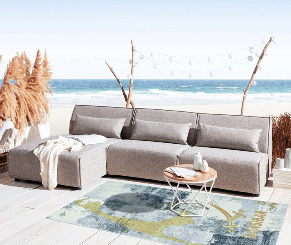 Teppich Rantum Beach SA-028, Sansibar, rechteckig, Höhe: 3 mm, Flachgewebe, modernes  Design, Motiv Sylt, In- und Outdoor geeignet