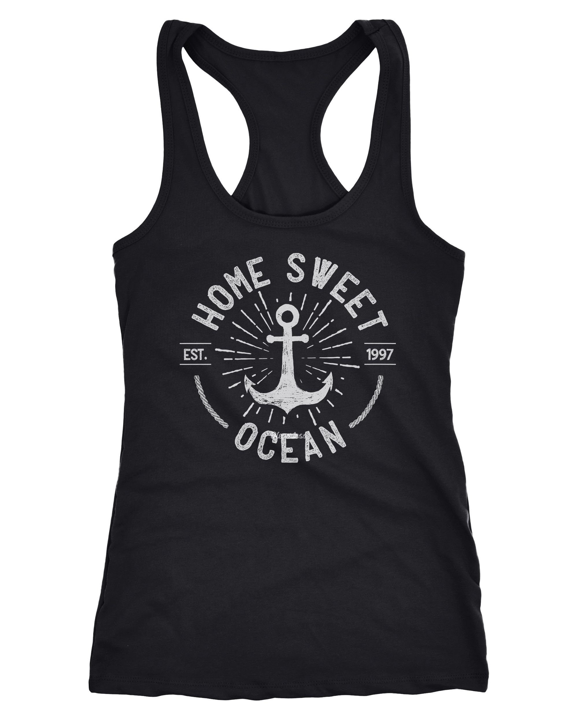 Neverless Tanktop Damen Tank-Top Anker Logo maritim Home Sweet Ocean Schriftzug Fashion StreetstyleRacerback Neverless®