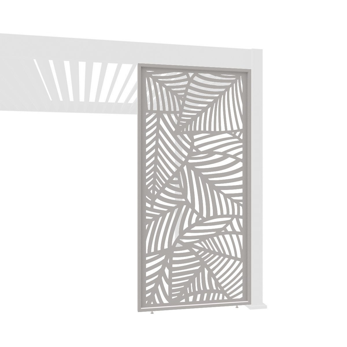 Weide Pavillonseitenteil Dekorative Wand Sichtschutz für Pergola Blatt Design Alu Ivory Sand, 93x234 cm, Komplettset, Seitenteil