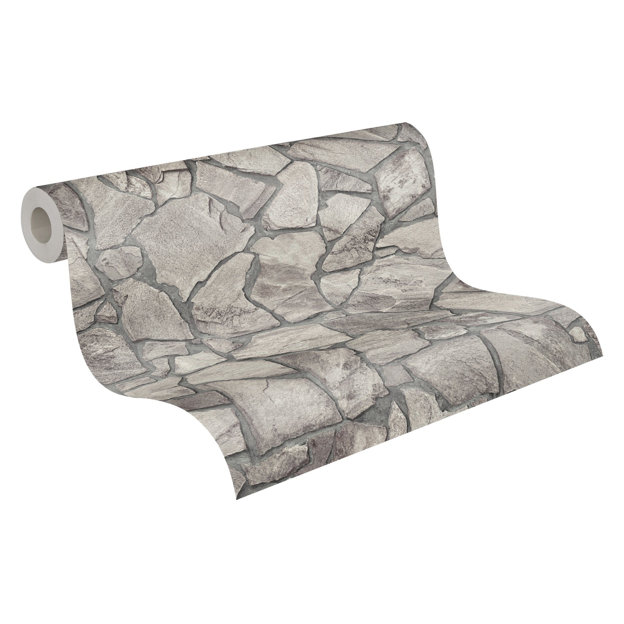 A.S. Création Vliestapete 3D-Optik Natur Stein Mauer Wand Grau Dunkelgrau 3893-36 Terra