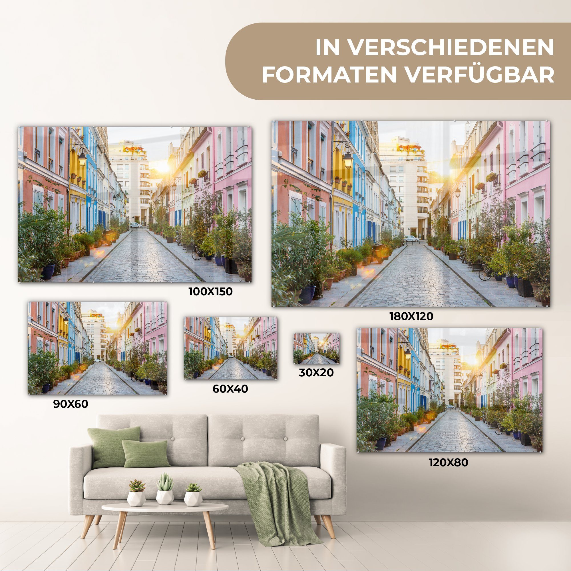 bei Acrylglasbild Sonnenaufgang, MuchoWow Eine Straße St), Acrylglasbilder Wohnzimmer vielfarbige (1 Schlafzimmer &