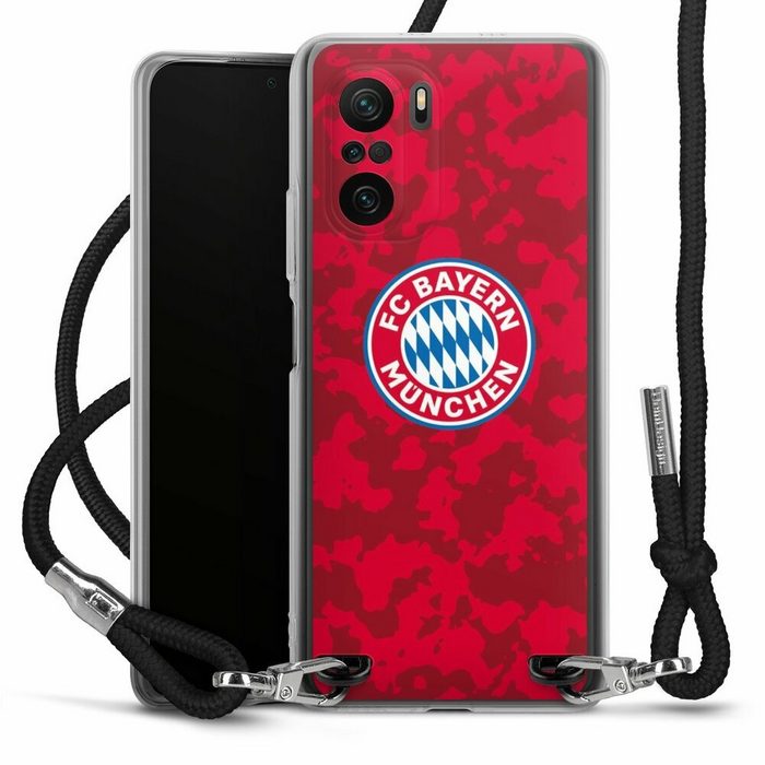 DeinDesign Handyhülle FC Bayern München Camouflage FCB Camouflage Muster FCB Xiaomi Poco F3 Handykette Hülle mit Band Case zum Umhängen