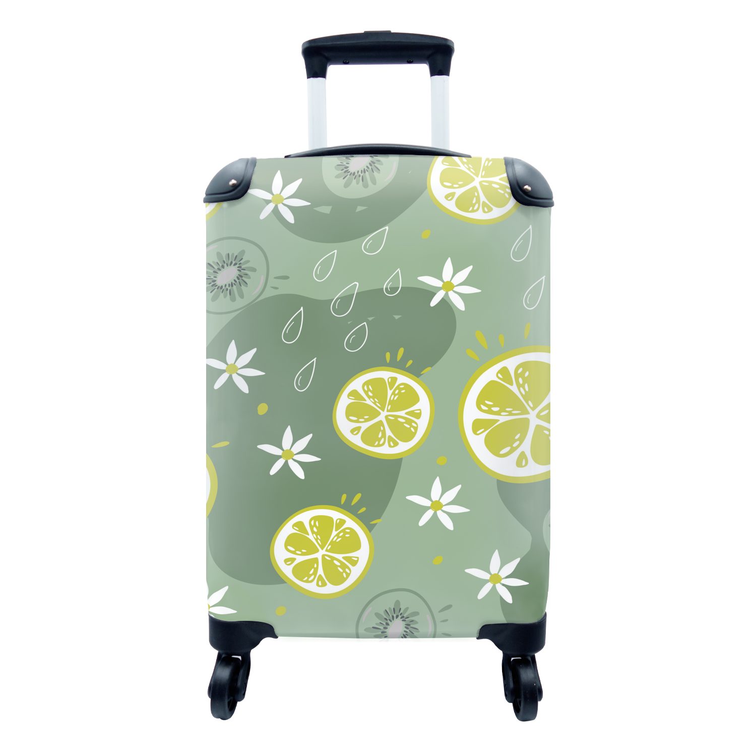 4 Trolley, - MuchoWow Handgepäckkoffer mit - - für Sommer rollen, Früchte Blumen Rollen, Ferien, Reisekoffer Handgepäck Reisetasche Tropfen,