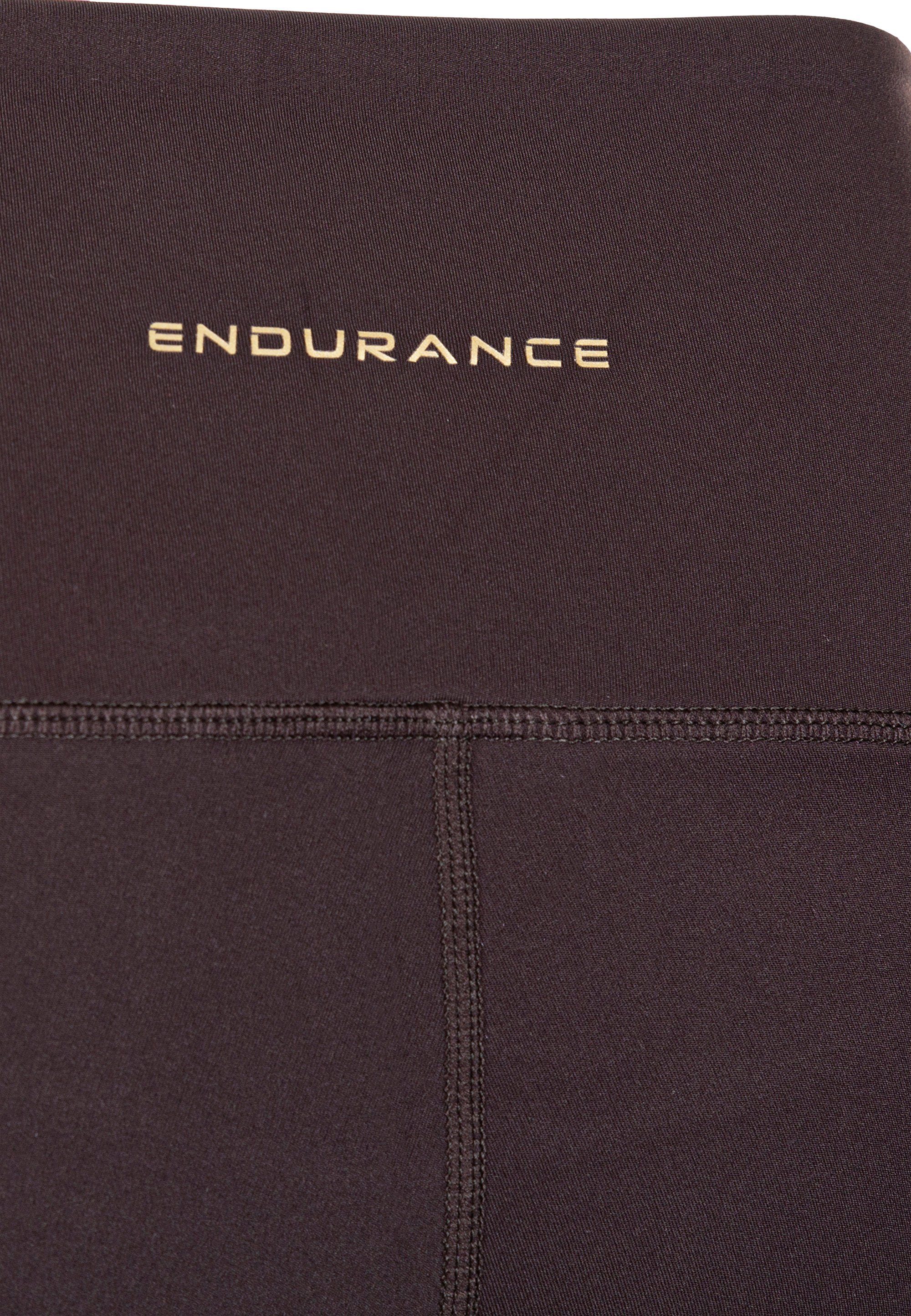 ENDURANCE Pockets W dunkelbraun-flieder bester Funktionstights Tights -und Lauf mit W Fitnessausstattung YURRY