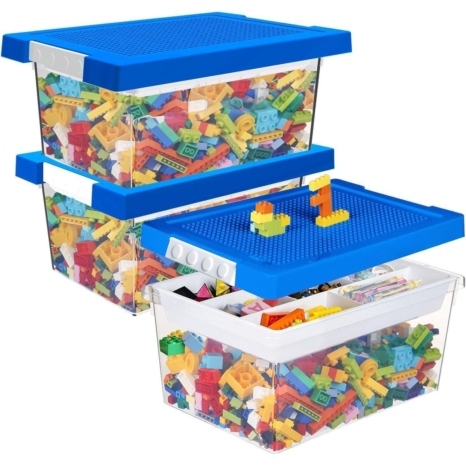 LuxusKollektion Aufbewahrungsbox Aufbewahrungsbox Spielzeug Deckel Tablett Bauplatte 3pcs-dunkelblau