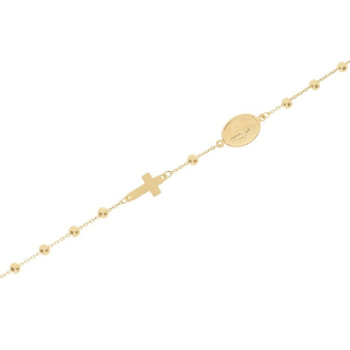 Stella-Jewellery Goldarmband 585er Gold Armband Rosenkranz Kreuz Mutter Maria (inkl. Etui 1-tlg) Armkette Goldarmband