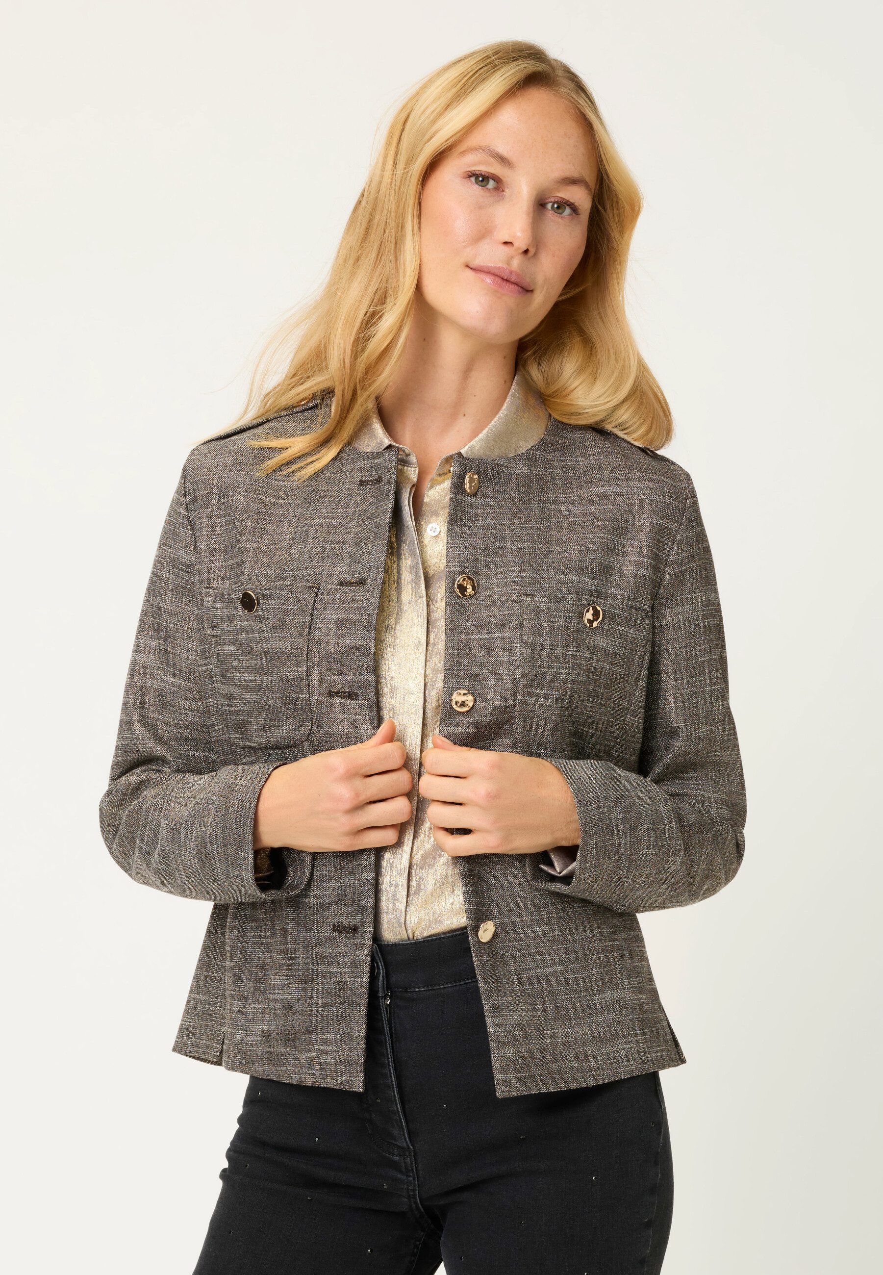 Olsen Kurzblazer Jacke mit dezentem Glanz-Effekt
