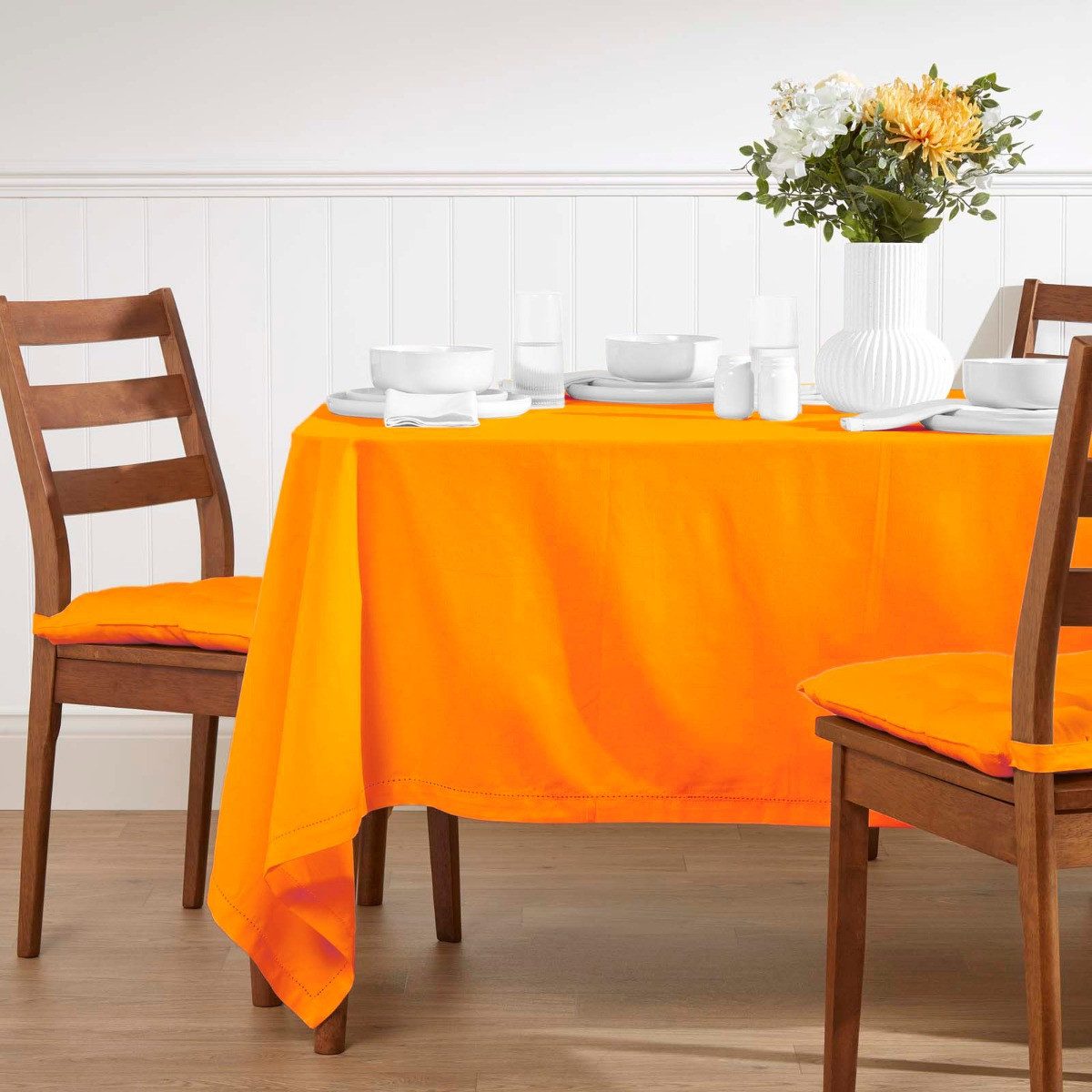 Homescapes Tischdecke Tischdecke orange – 137 x 137 cm, 100% Baumwolle (1-tlg)