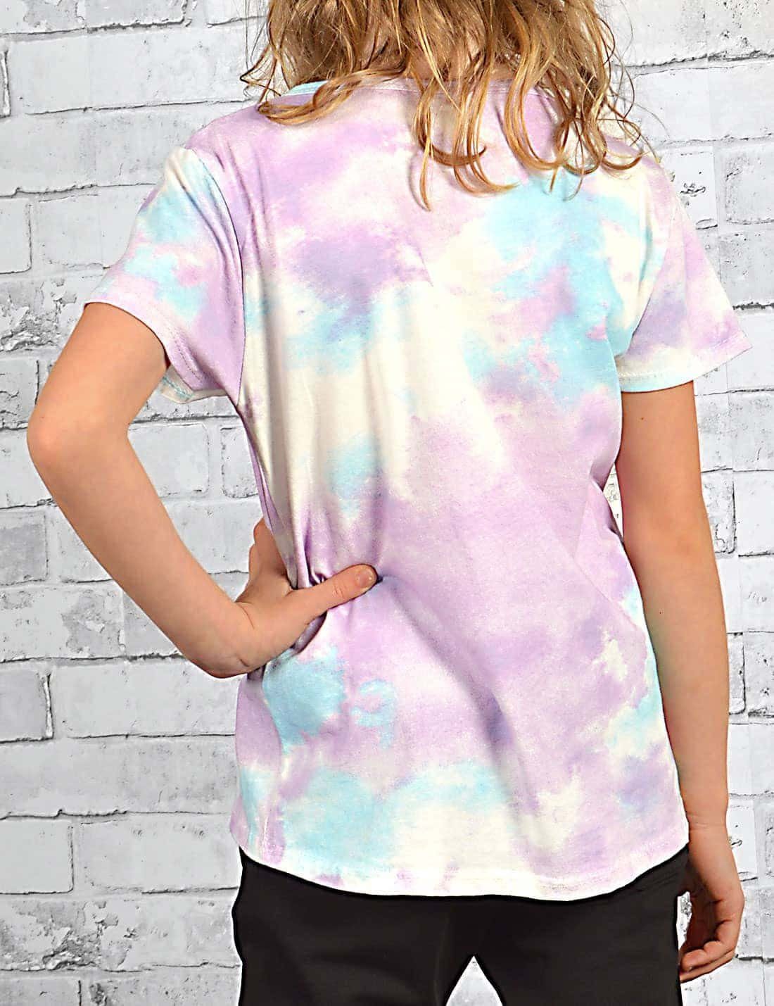 Bärchengesicht T-Shirt mit Lila KMISSO (1-tlg) Batikdruck Mädchen Print T-Shirt