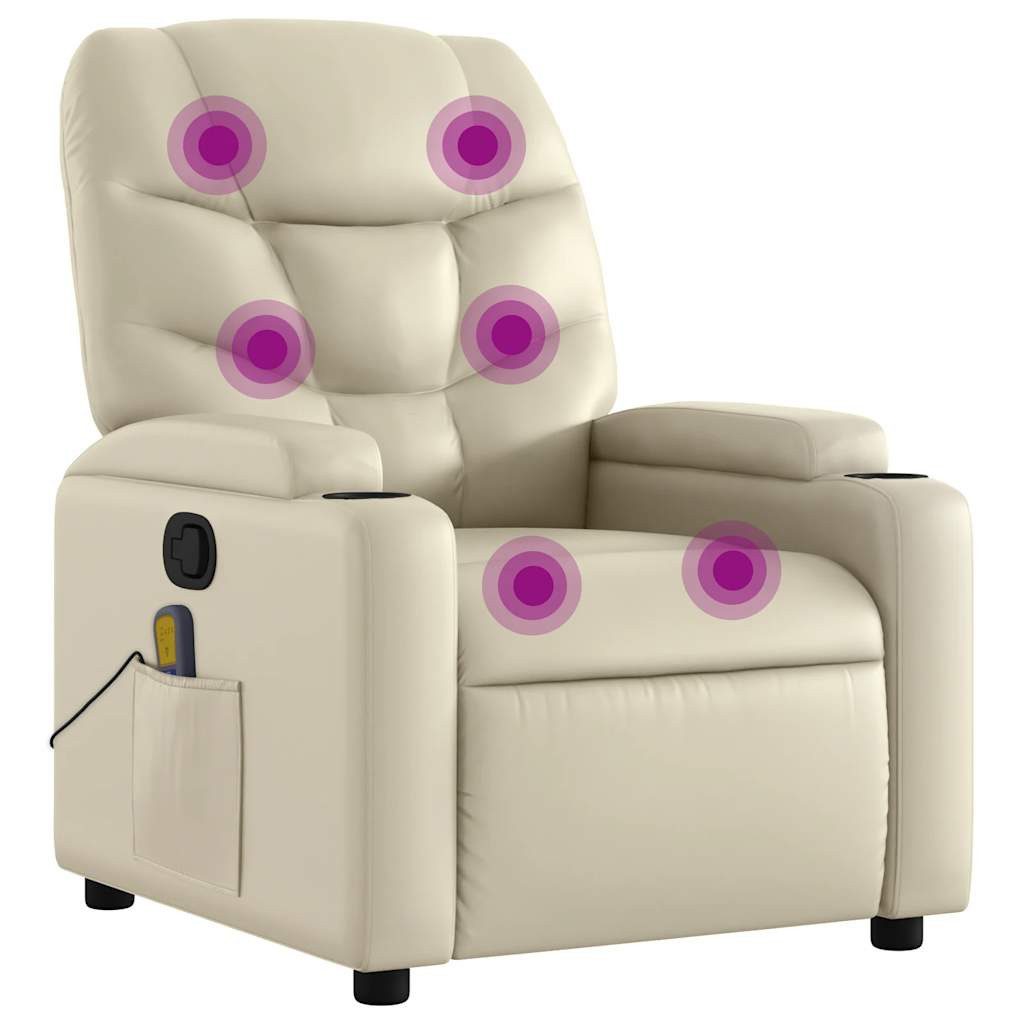 vidaXL Sessel Massagesessel Creme Kunstleder (1-St) günstig online kaufen