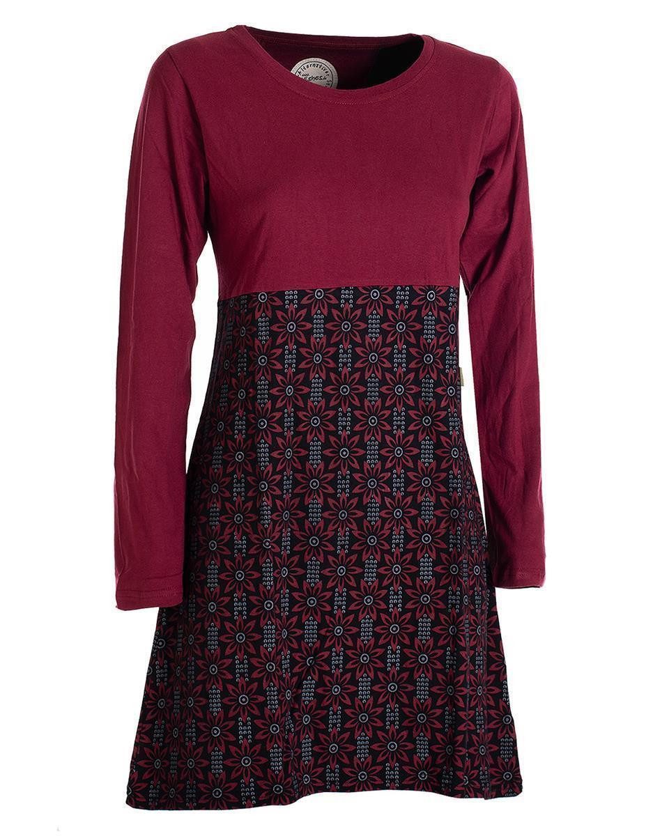 Vishes Tunikakleid Damen Langarm Longshirt-Kleid Sweatkleid Tunika-Kleid Shirt-Kleid Ethno, Goa, Hippie Style
