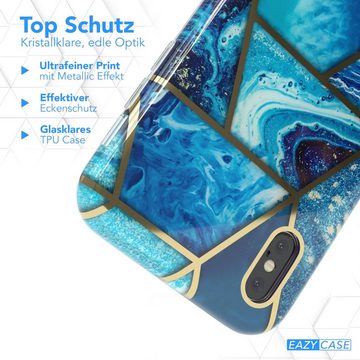 EAZY CASE Handyhülle IMD Fullcover Case für Apple iPhone X / iPhone XS 5,8 Zoll, Schutzfolie Schutzhülle mit Kameraschutz Komplettschutz Backcover Blau