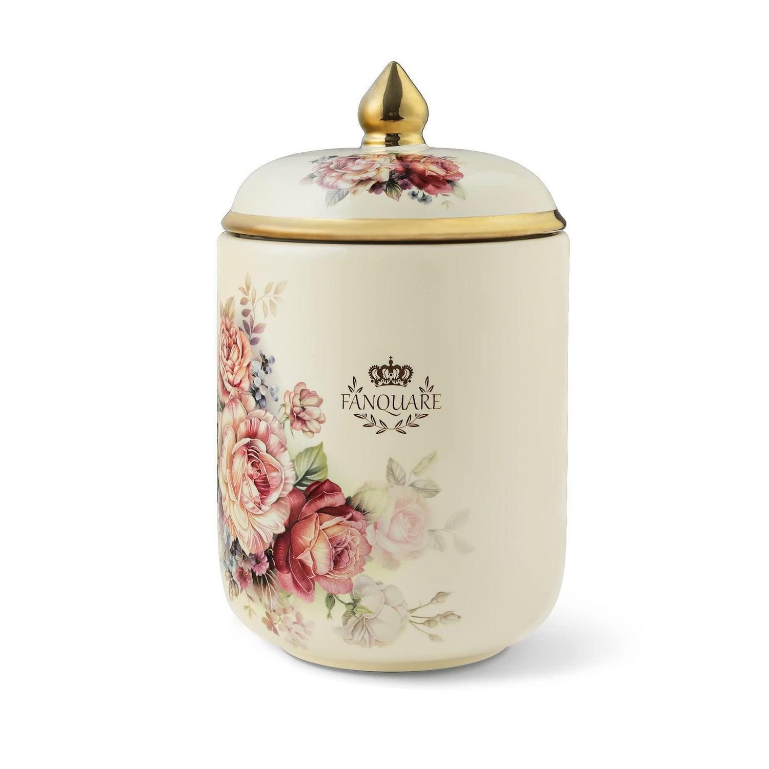 LuxusKollektion Keksdose Keksdose Porzellan Ø 19 cm Vintage Blumen Gold, Keramik