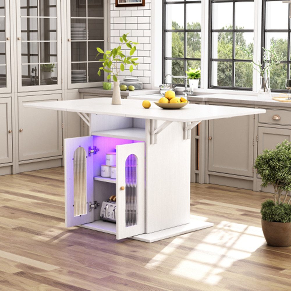 XDeer Esstisch Klappbarer Esstisch mit LED-Beleuchtung und einstellbarer, Farbwechselfunktion, maximal erweiterbare140×78 cm