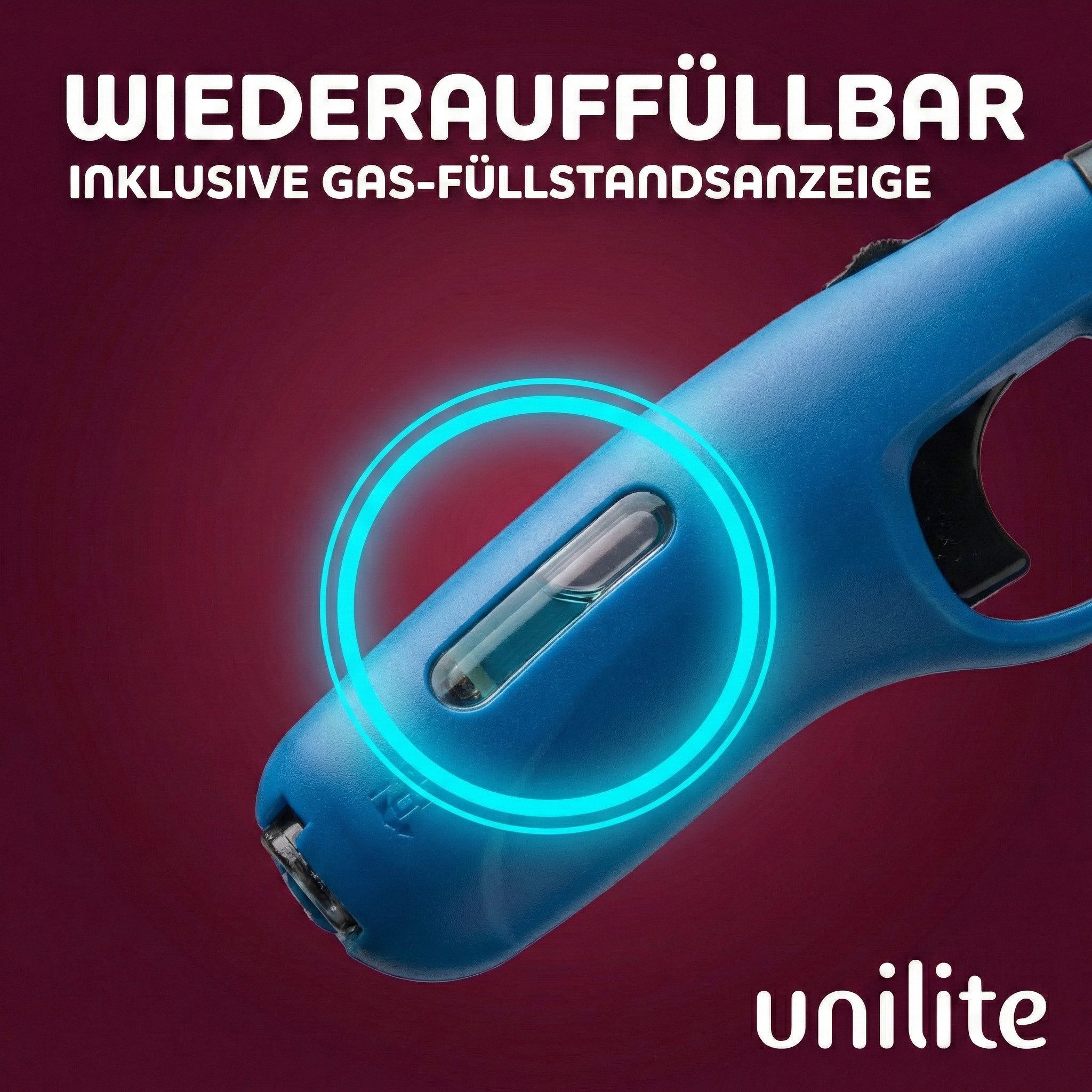 Unilite Feuerzeuge Stabfeuerzeug Milano mit Jet-Flame, Kindersicherung (4-St), 29 cm lang, Sturmfeuerzeug, Feuerzeuge, 4 Farben – Bild 5 von 5