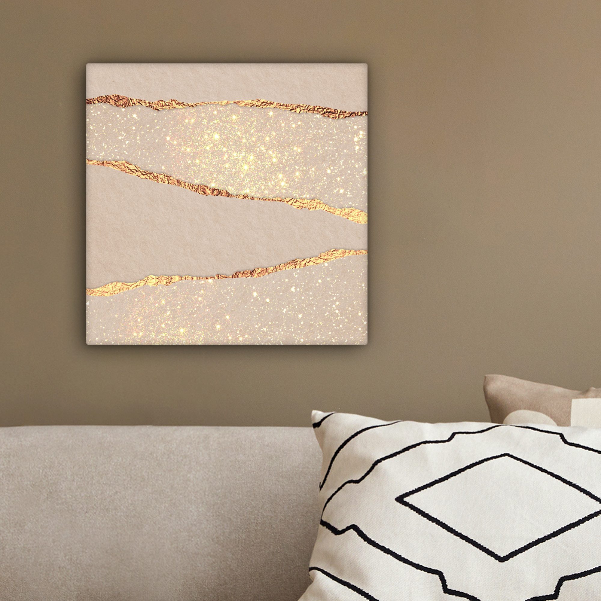 OneMillionCanvasses® Leinwandbild Luxus - Gold - Glitzer - Design - Abstrakt, Fotodruck (1 St), Wandbild, Deko Schlafzimmer Wohnzimmer Flur 20x20 cm – Bild 4 von 5