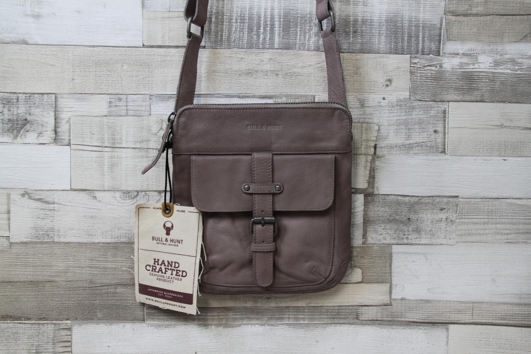 Bull & Hunt Handtasche Bull & Hunt graue kleine weiche Lederumhängetasche, grey