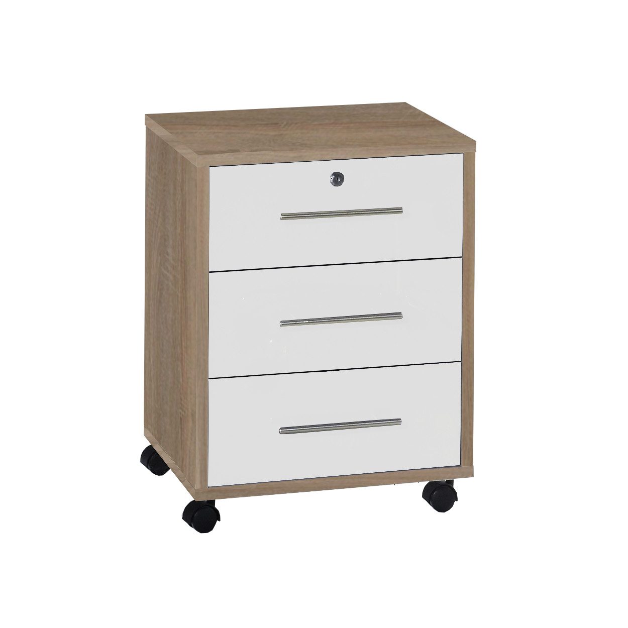 BMG Möbel Rollcontainer Office Edition, mit 3 Schubladen, oberste abschließbar, auf Rollen, Made in Germany