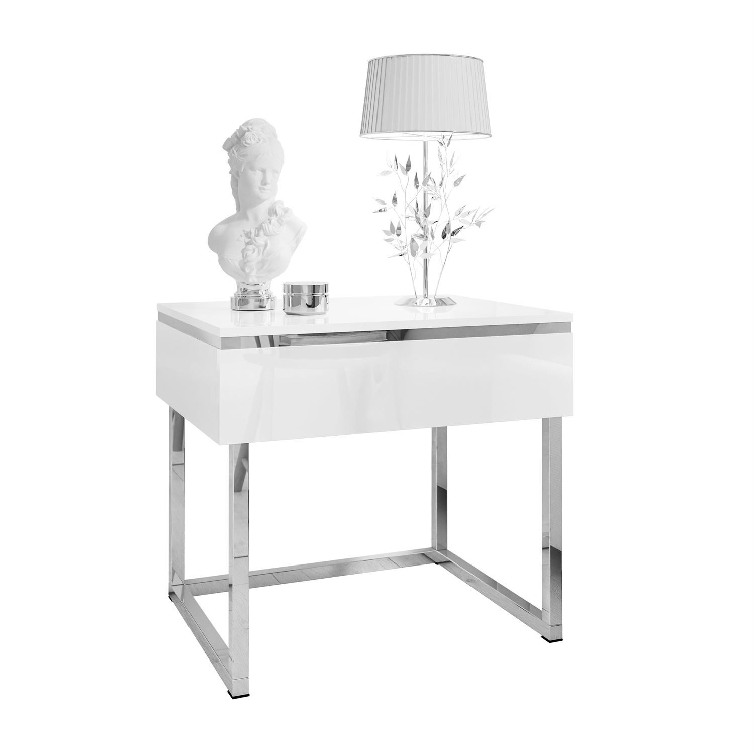 Lookway Nachttisch AURORA SILVER auf silbernem Gestell (1x Nachttisch), Bre günstig online kaufen