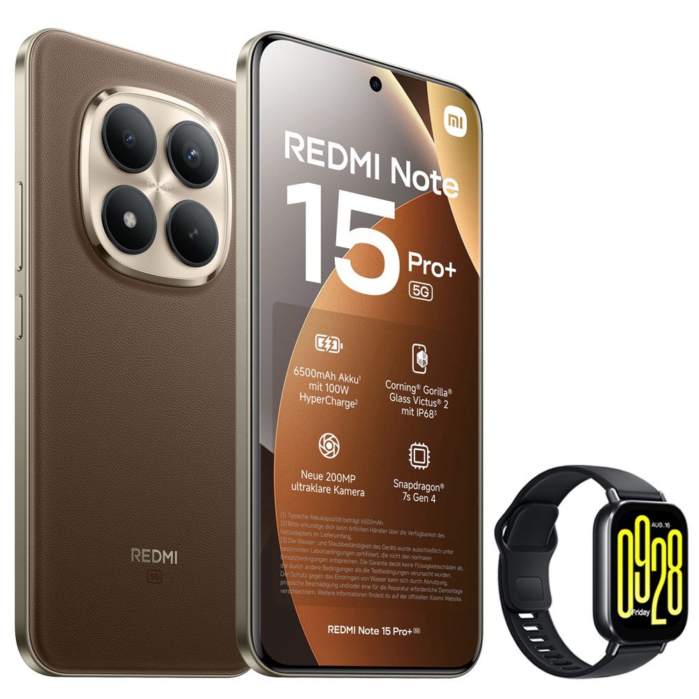 Xiaomi Redmi Note 15 Pro+ 5G 12+512GB Smartphone & Smartwatch Handy (200 MP Kamera)