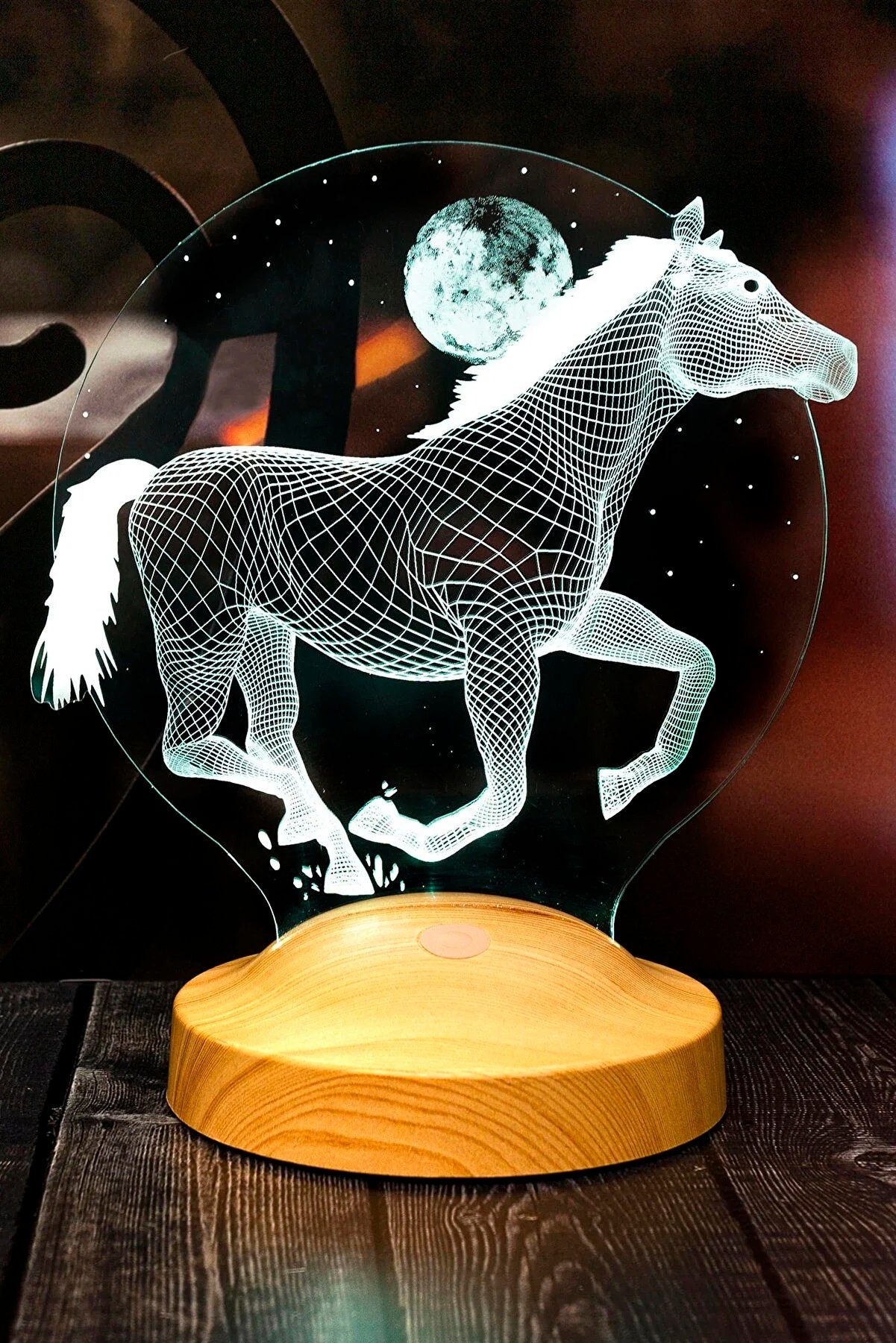 Geschenkelampe LED Nachttischlampe Pferd 3D LED Lampe für Reiterin und Reiter und Pferdeliebhaber, LED fest integriert, LED Leuchte 6 Farben, LED Lampe