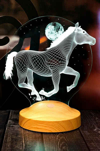 Geschenkelampe LED Nachttischlampe Pferd 3D Nachtlicht für Reiterin und Reiter und Pferdeliebhaber, Leuchte 7 Farben fest integriert, Geburtstagsgeschenk für Freunde, Mädchen, Jungen