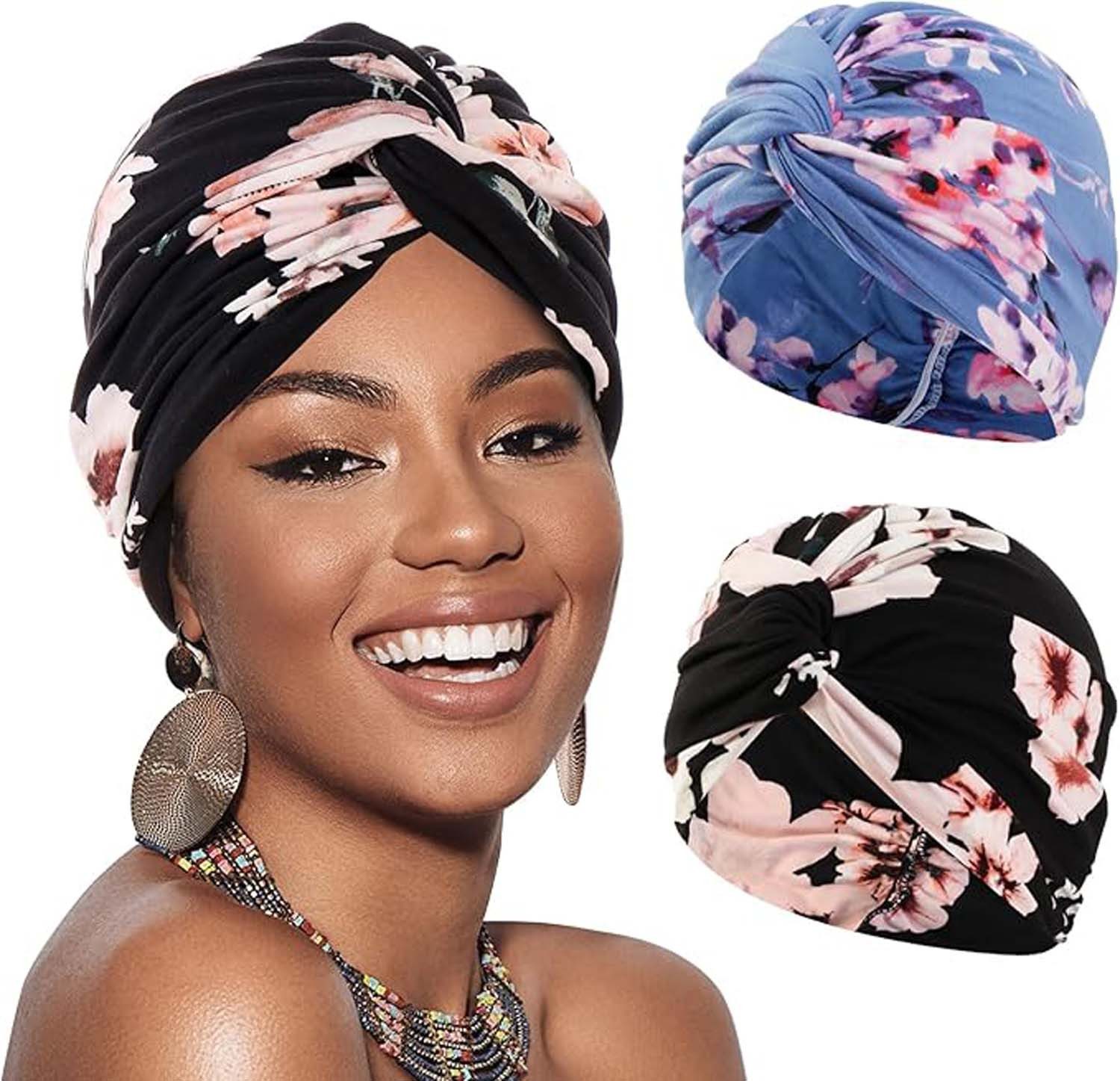 Coonoor Kopftuch 2 Stücke Frauen Chemo Hüte Turban Damen Beanie
