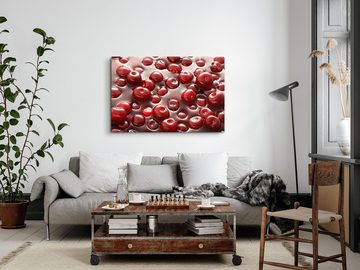 Sinus Art Leinwandbild 120x80cm Wandbild auf Leinwand Kirschen Marmelade Rot Küche Frucht, (1 St)