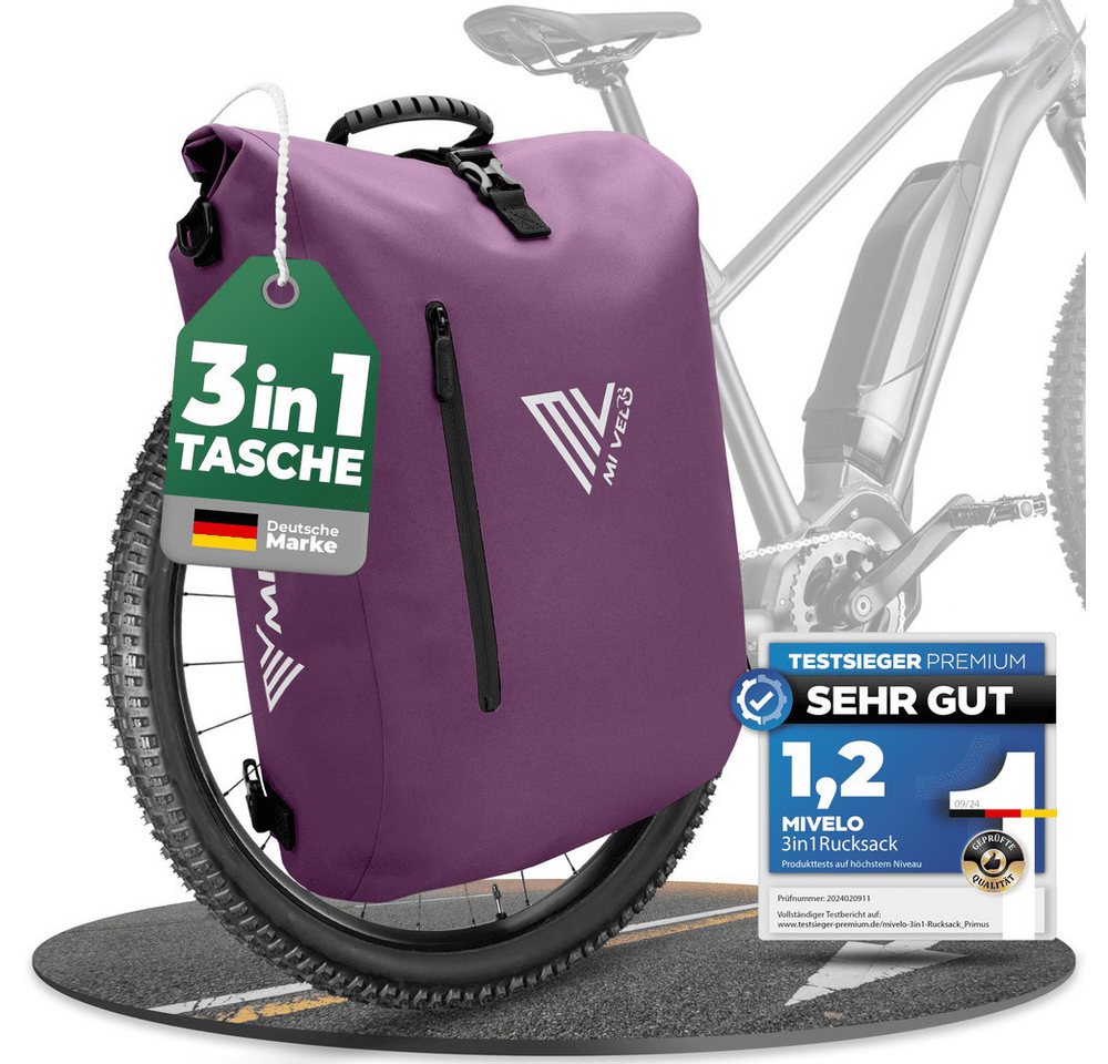 MIVELO Fahrradtasche 3in1 Gepäckträgertasche, Rucksack für Fahrrad Gepäckträger wasserdicht, 20L Volumen